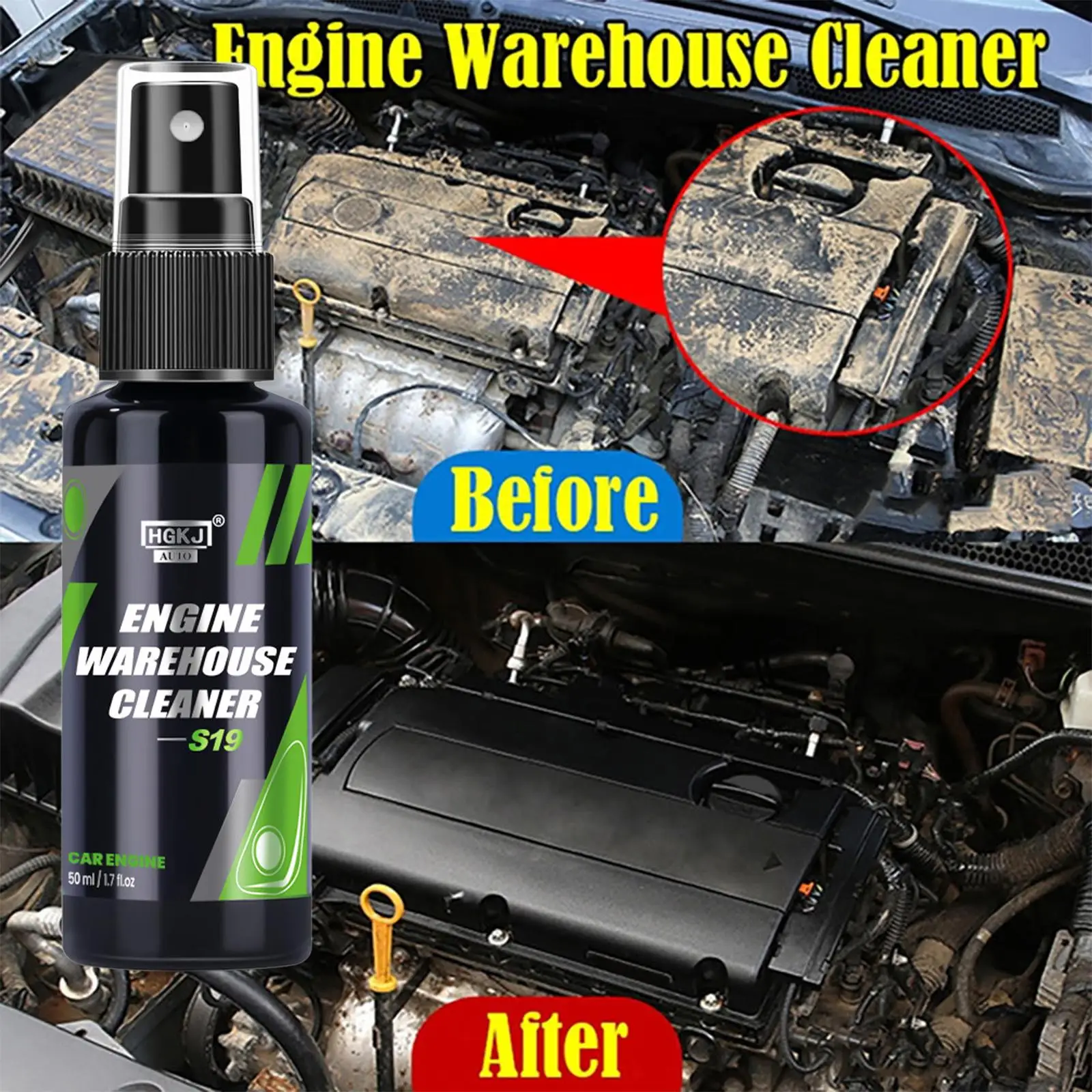 Car Engine Warehouse Cleaner Spray 300/100ml Remove Oil Stains Anti-Aging Spray for Car Motorcycle RV Engine Compartment Cleaner