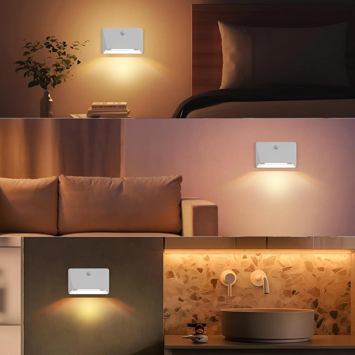 Night Lamp With Motion Sensor Rechargeable USB Wall Light LED 3 Mode Linkage Magnetic For Bedroom Bedside Stair Lights