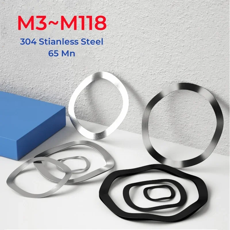 M3~M118 304 Stianless Steel 65 Mn Wave Washer Three Wave Crest Type Gasket Spring Washers