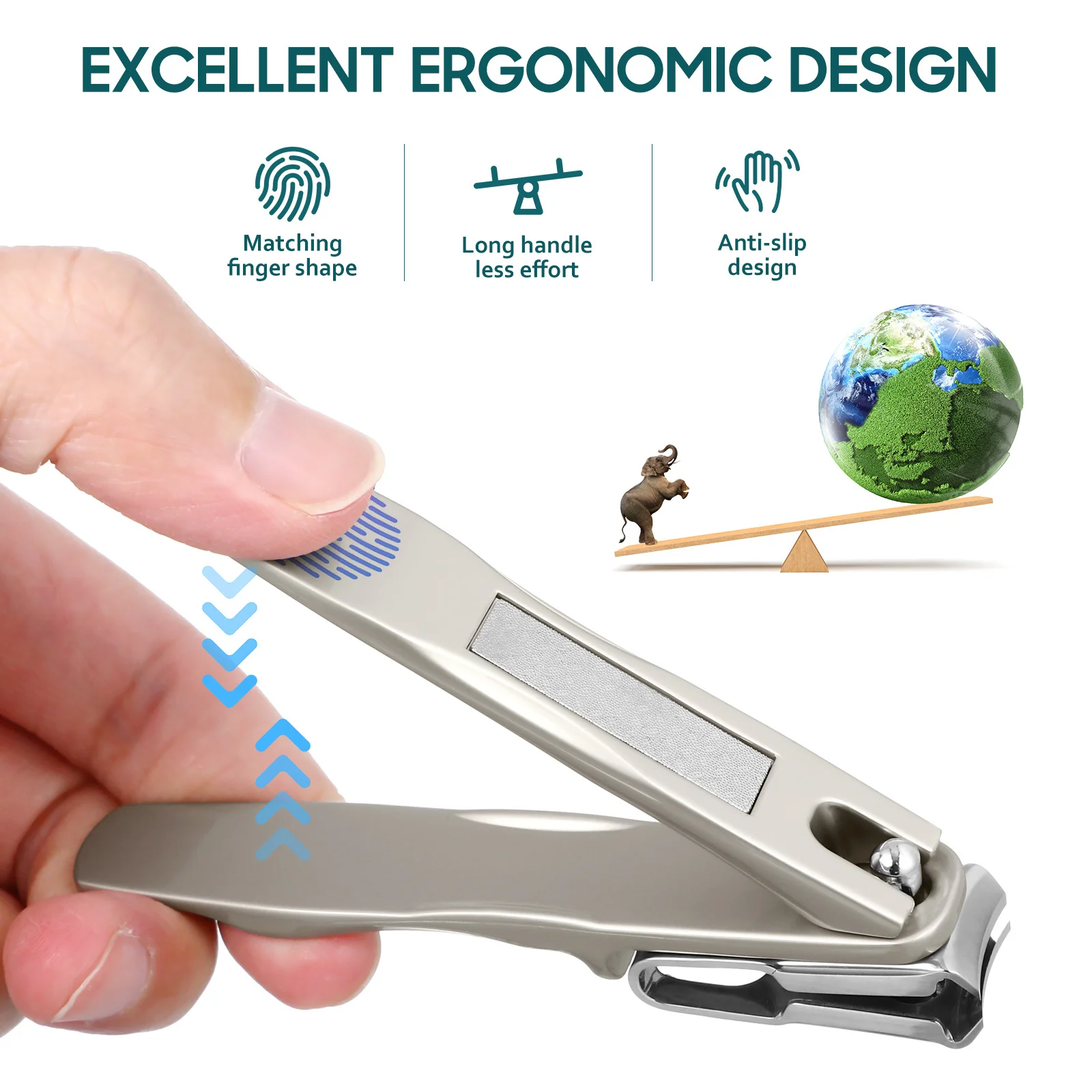 

Вращающаяся машинка для стрижки ногтей, эргономичная ручка, сталь премиум-класса, безопасный дизайн, триммер для ногтей, маникюрный инструмент, ногти на ногах, серебряный цвет