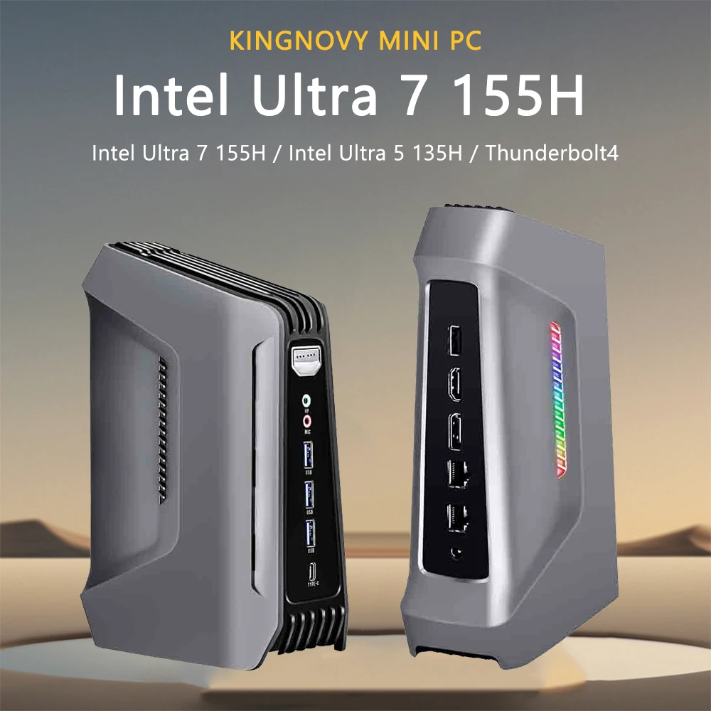 Cheap Ultra AI Gaming Mini PC 14th Intel Ultra 7 155H 16C/22T Thunderbolt4 2DDR5 2xPCIe 2x2.5G LAN Windows 11 RGB Computer WiFi6