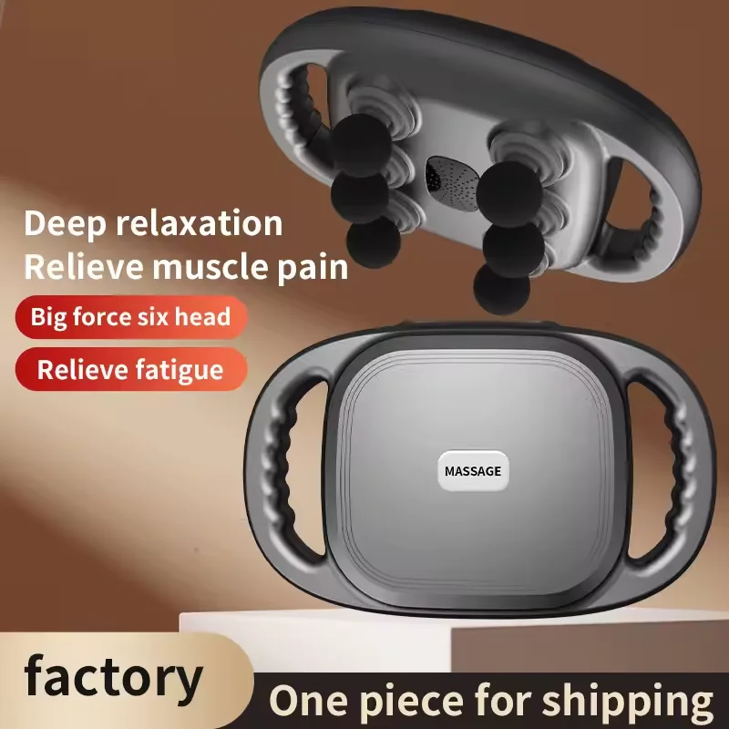 Nova fáscia arma de seis cabeças massagem de relaxamento muscular grau profissional sem fio cintura volta masajeador vibração de freqüência profunda
