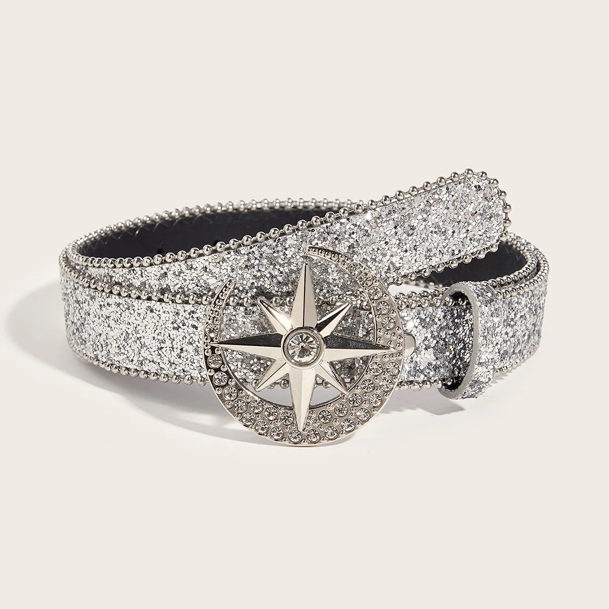 2024 New  Fashion Rhinestone Buckle Belt For Women Men Y2k Bling Sequin Punk Metal Buckle Waist Strap Shiny PU Leather Waistband