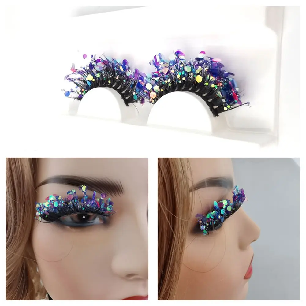 

Women False Eyelashes Party Full Strip Lashes Luminous Eyelashes Lashes Extension Glitter Colored Eyelashes Fake Eyelashes