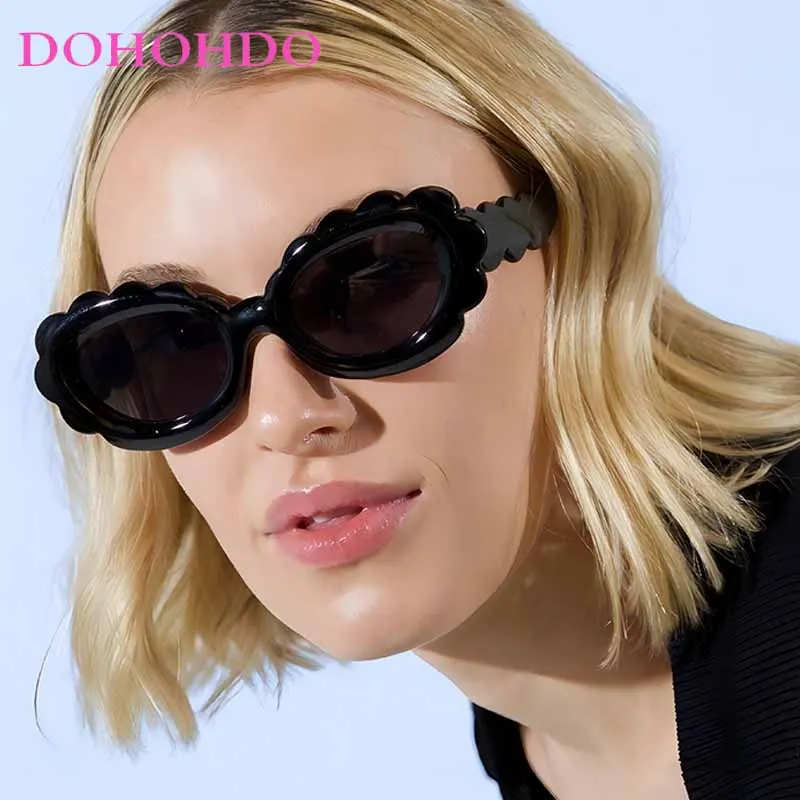 Vintage Cloud Shape Ellipse Sun Glasses Women Fashion Trends Y2K Cute Candy Colors Sun Glasses Travel Shades Eyeglasses UV400