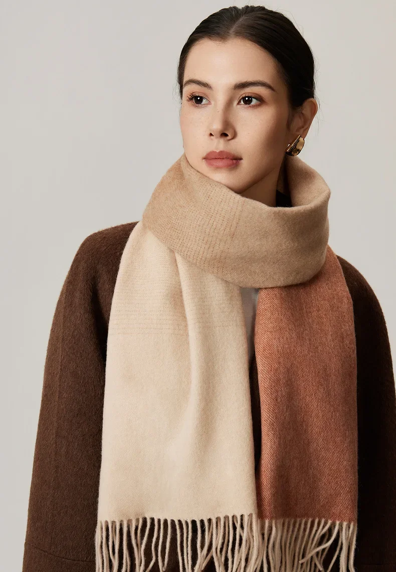وشاح نسائي كاجوال من الصوف مع شال شرابة شتاء 2025 إكسسوار عصري جديد #5