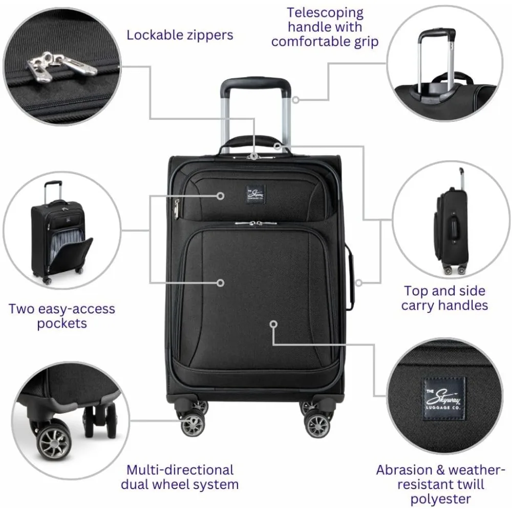 Equipaje ligero grande a cuadros con ruedas - maleta giratoria aprobada por tsa para viaje