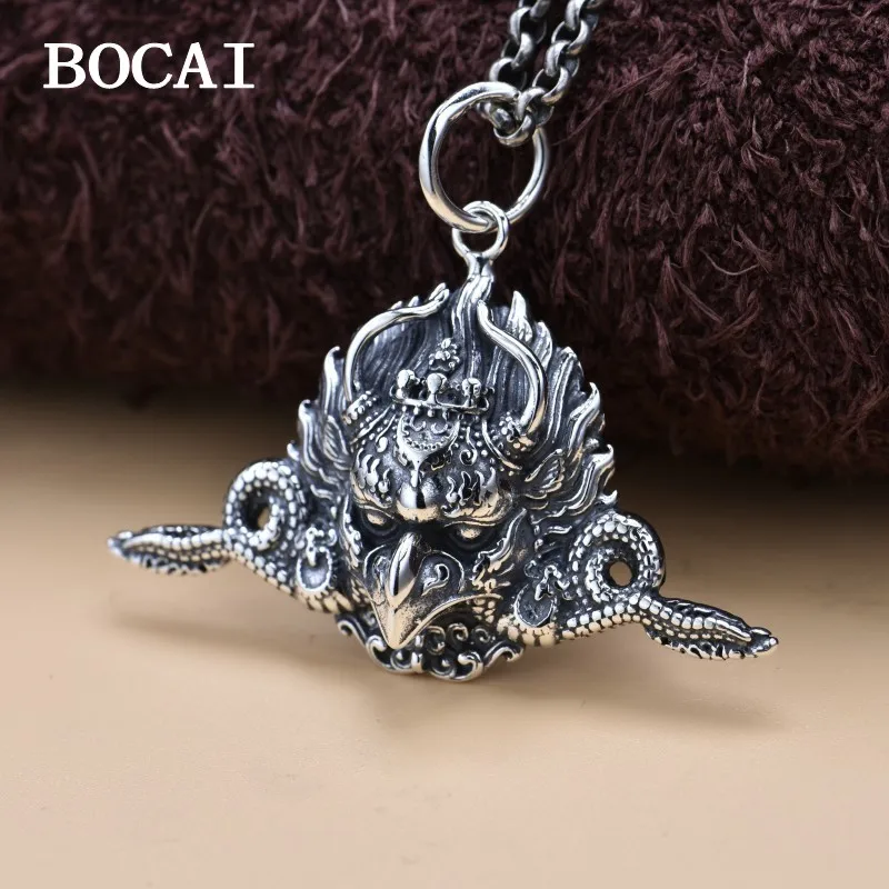 

BOCAI New S925 Sterling Silver Retro Personalized Dapeng Golden Winged Bird Pendant Men's and Women's Style