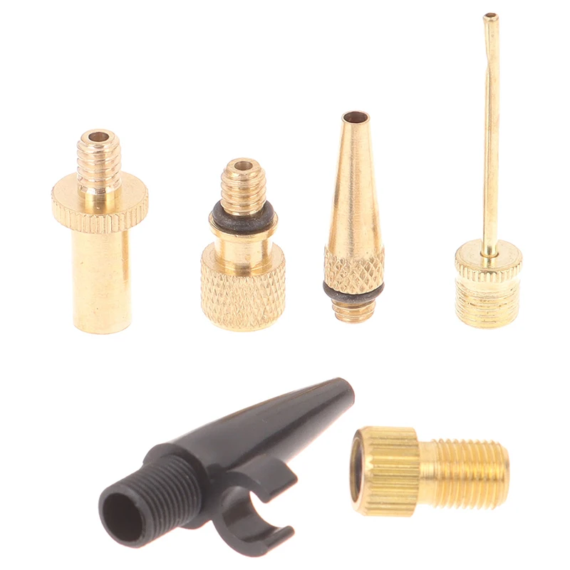 Bicycle Valve Adaptors For Road & MTB Bike Tire Pump Copper Inflator Pump Nozzle Kit Presta Schrader Valve Adapter Tube