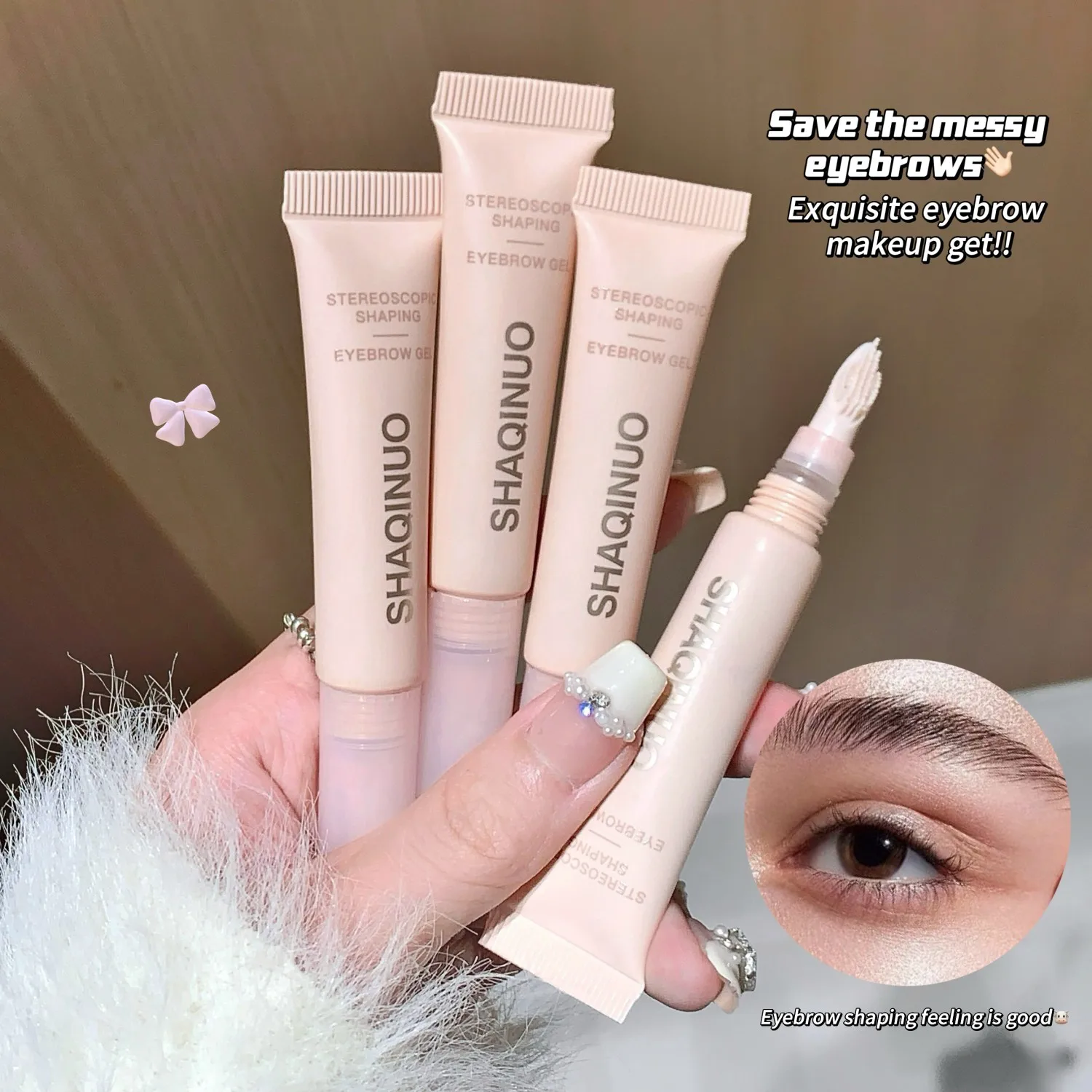 SHAQINUO 3D Wenkbrauwgel |   Waterdichte, zweetbestendige, langdurige, transparante wenkbrauwgel, snel drogend, filmvormend, veegvast.
