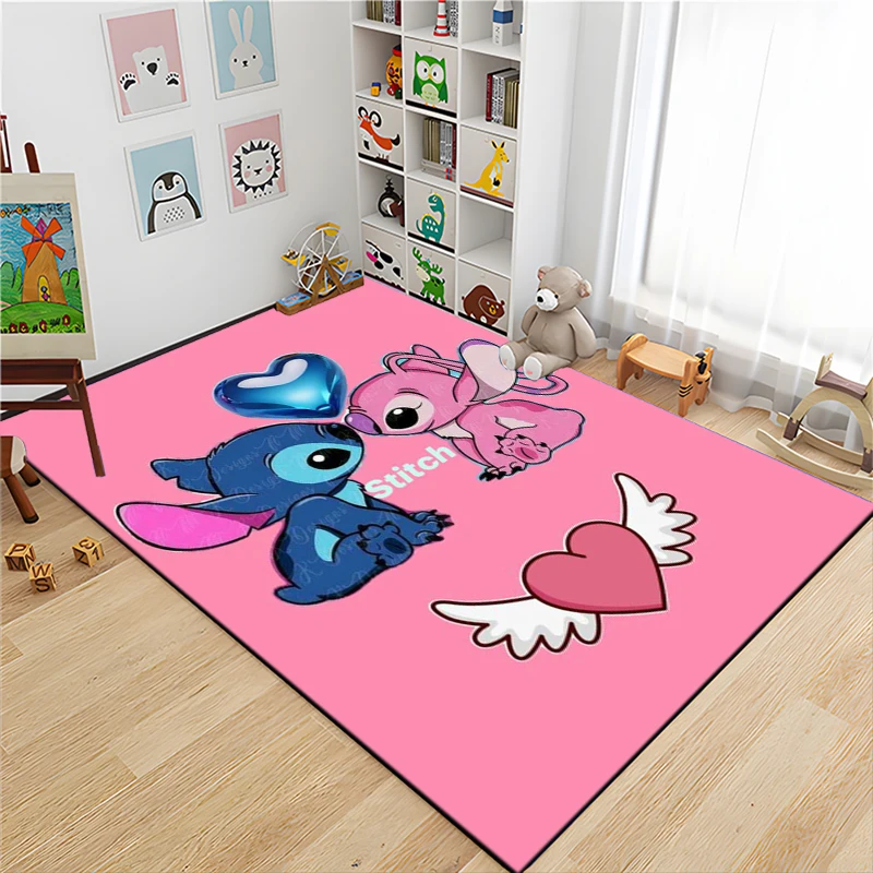 Disney Fashion Stitch 3D Printing  Anime Rug Carpet for Living Room Bedroom Cartoon Large Area Sofa Home Decor Kids Floor Rugs