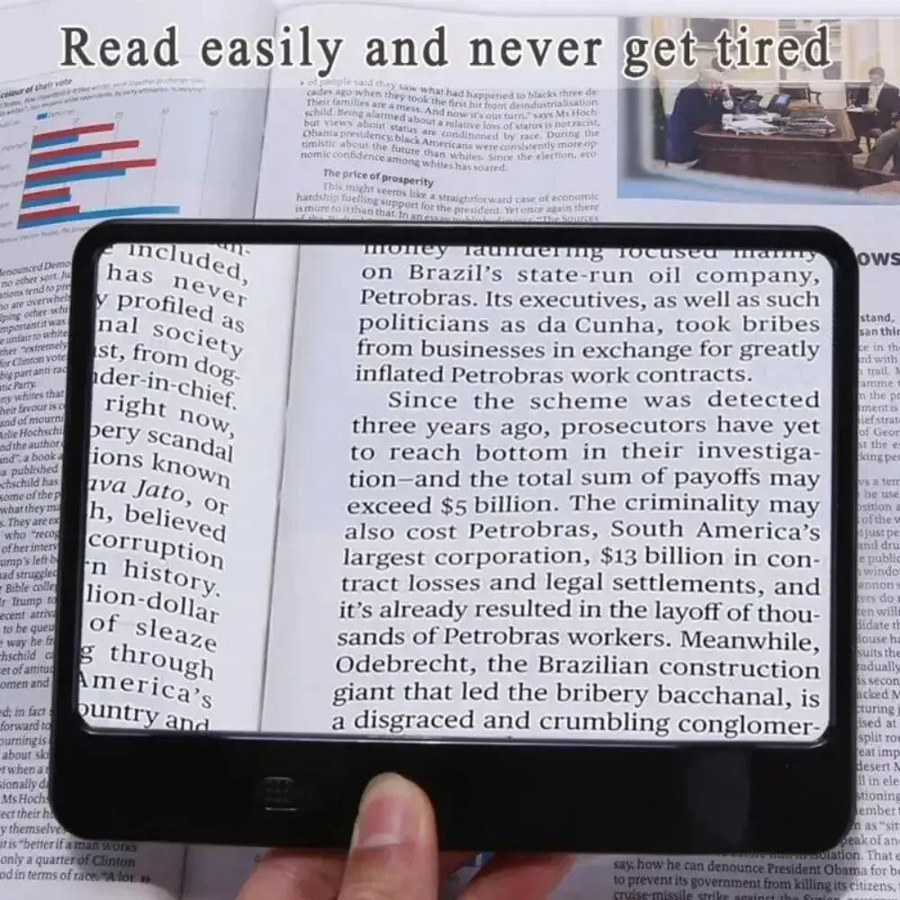 Full Page 3X Magnifier Large Lightweight Hands Free LED Magnifying Glass for Elderly Reading Books Children Art Sewing