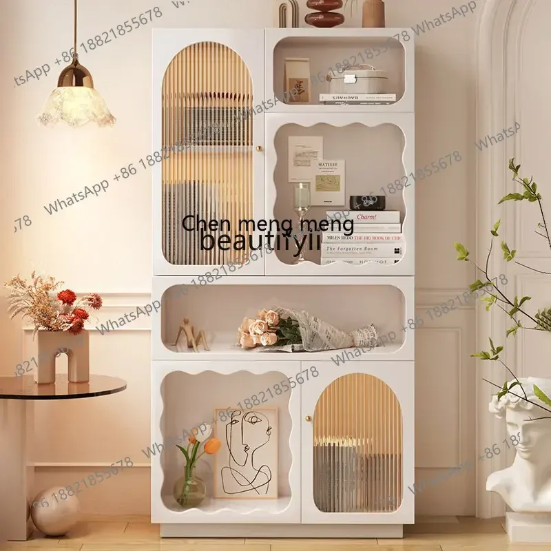 M182 Living Room Modern Simple Home French Cream Style Storage Cabinet Storage Integrated Wall Cabinet