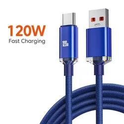 120W Type C Cable 6A USB C Charger Data Cord Fast Charging Quick Charge Line for Samsung S22 S21 S20 Xiaomi 11 10 Huawei P50 P60