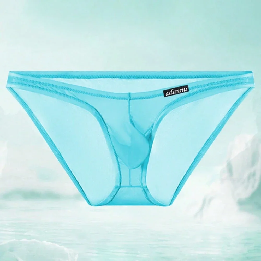 

Прозрачные мужские трусы-брифы из ледяного шелка, спортивное нижнее белье, бикини