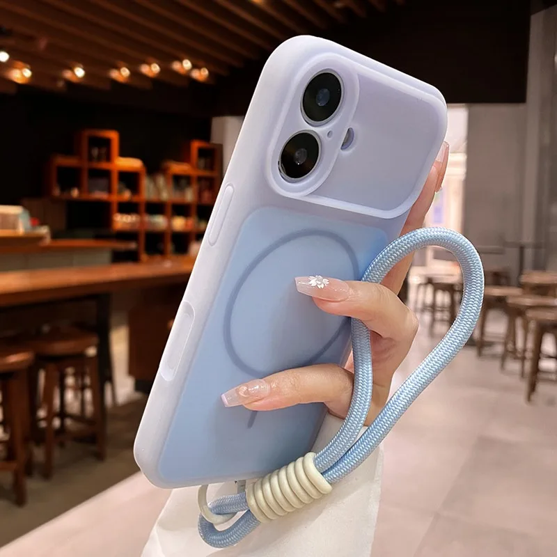 Luxuriöse Flüssig-Magnet-Handyhülle für iPhone 17 16 15 14 13 18 Pro Max für Magsafe, matte Linsenschutzfolie mit Trageband, weiche Hülle – Detail 11