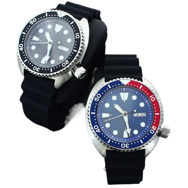 نموذج السلحفاة 316L من الفولاذ المقاوم للصدأ مقاوم للماء من زجاج الياقوت المضيء لساعة الحركة الميكانيكية NH35