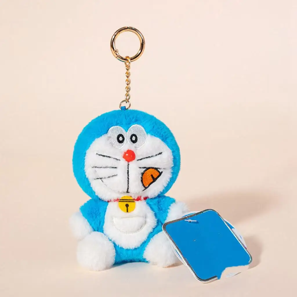 10 cm neueste Doraemon-Serie Rucksack-Anhänger Schlüsselanhänger gefüllt Plüschtier handgemachte Puppe Cartoon Anime süßes Geschenk billige lustige Puppe