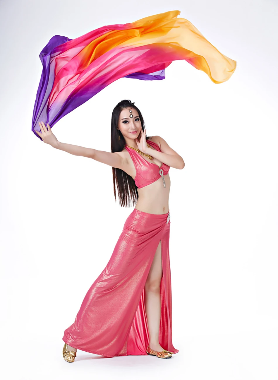 وشاح من الحرير الخالص للرقص الشرقي ، غزل للرمي ، يد خفيفة للبالغين ، لون تدريجي ، حجاب لأداء المسرح ، * * مقاسات