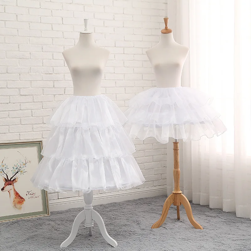 White Black Lolita Adjustable Length Cosplay Petticoats 3 Hoops Crinoline Slip Underskirt For Wedding Dress Bridal Gown In Stock