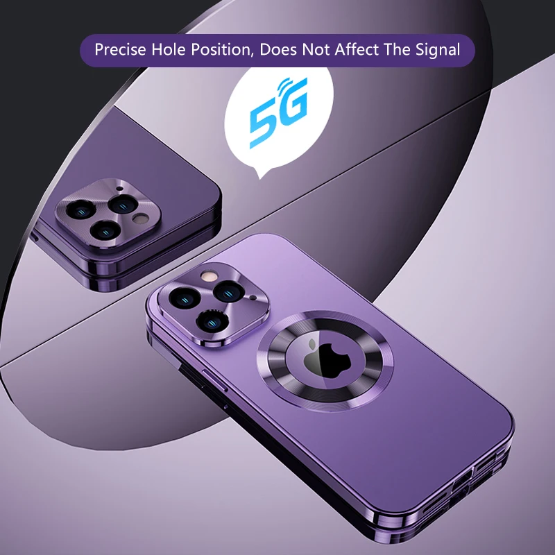 Original Magnetic Anti-Peeping Privacy Case For iPhone 16 15 14 13 12 Plus Pro Max Camera Lens Protection Hole Logo Shell Cover
