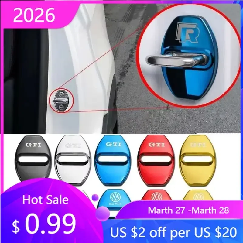 

VW GTI GOLF 2026 Hot For VW VOLKSWAGEN 4PCS Stainless Steel Car Door Lock Cover Protective Case for Volkswagen Golf Bora Jetta B
