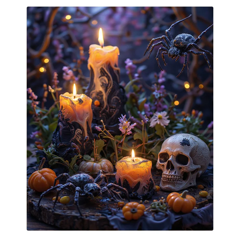 Couverture en flanelle douce et légère pour toutes saisons, couverture confortable pour bébé sur le thème d'halloween avec bougies effrayantes, Design tête de mort et araignée