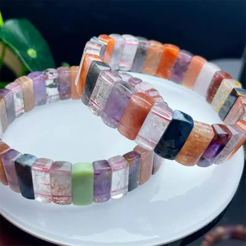 10-16MM Natural Colored Crystal Quartz Bangle Handmade Crystal Jewelry Stretch Children Birthday Gift 1PCS