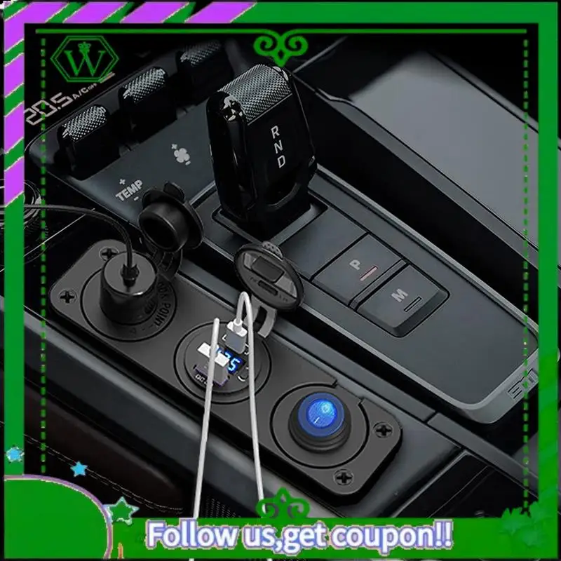 

AC34-PD3.0 & QC3.0 USB Car Charger/Cigarette Lighter Panel 12V/24V 200W Lighter Socket With Switch For Car, Boat, RV, Truck