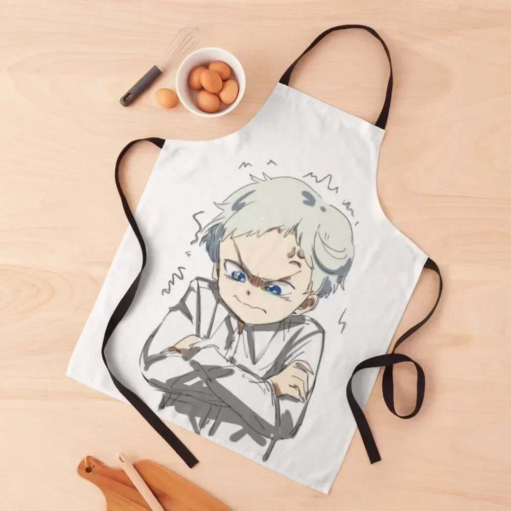 

The Promised Neverland - Cute angry Norman fanart Apron Kitchen Tools Accessories Salon Cooking Clothes Korean Apron