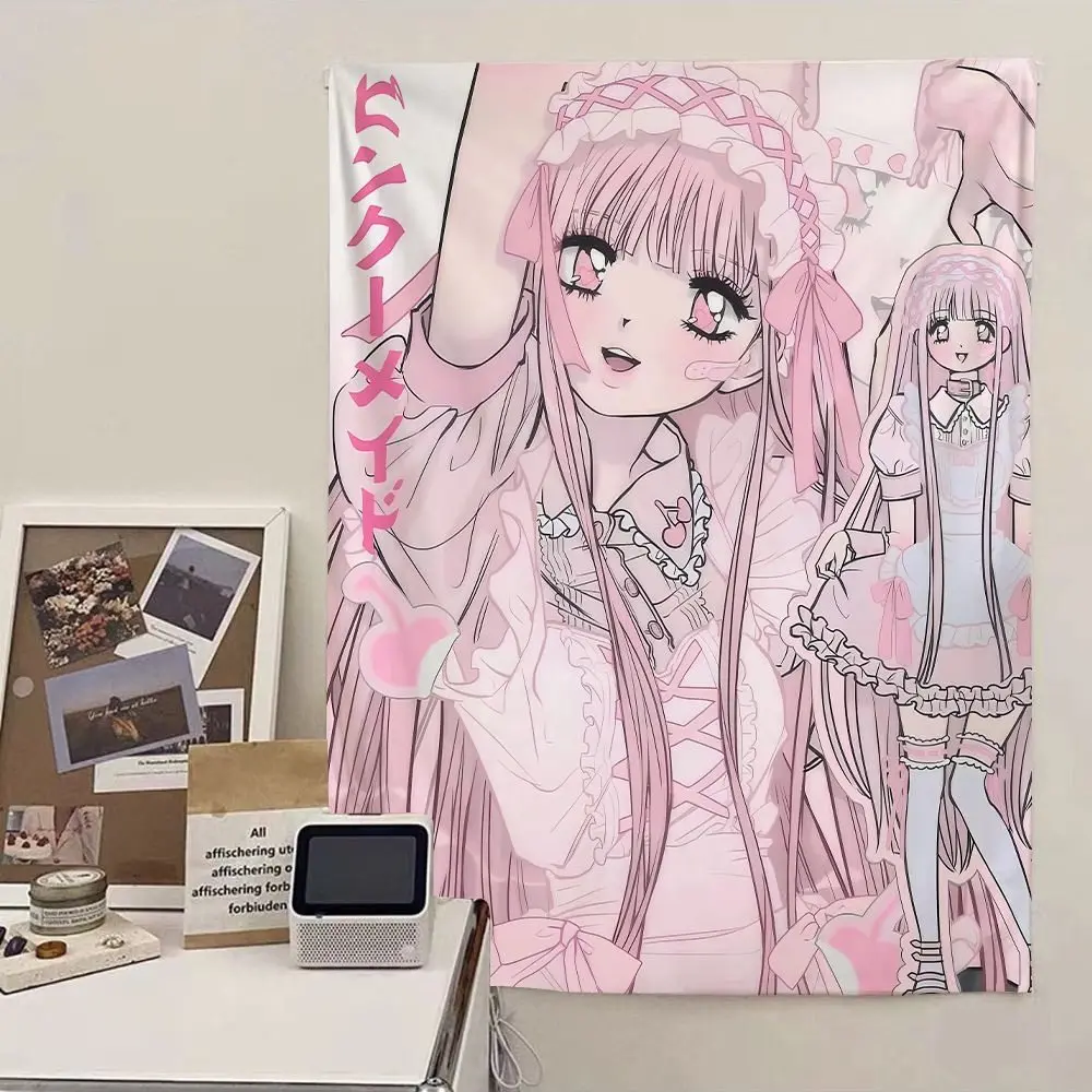 VIKAMA Healing Lolita Anime Girl Wall Hanging Bedroom Dorm Room Instagram-Style Sweet Healing Anime Atmosphere Background