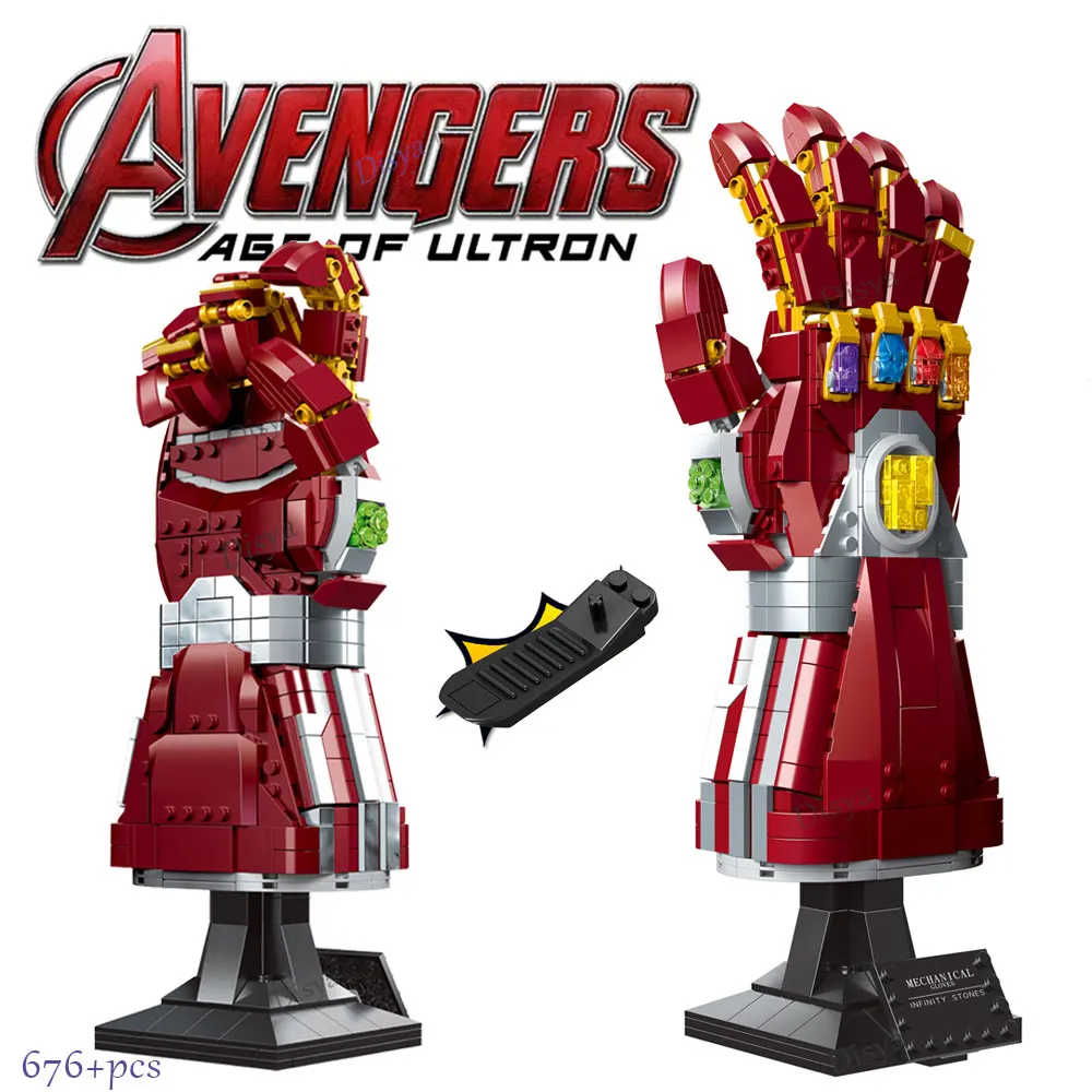 Bloques de construcción de los vengadores de MARVEL, Disney, Iron Man, Spiderman, THANOS, Infinity Glove, guantelete, Stone, Thor, Hulk, Strange,