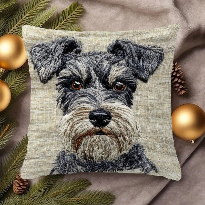 Miniature Dog Cushion Covers Chair Living Room Pillowcase Cozy Zipper Sofa Pillow Covers Animal Bedroom Indoor Home Decor