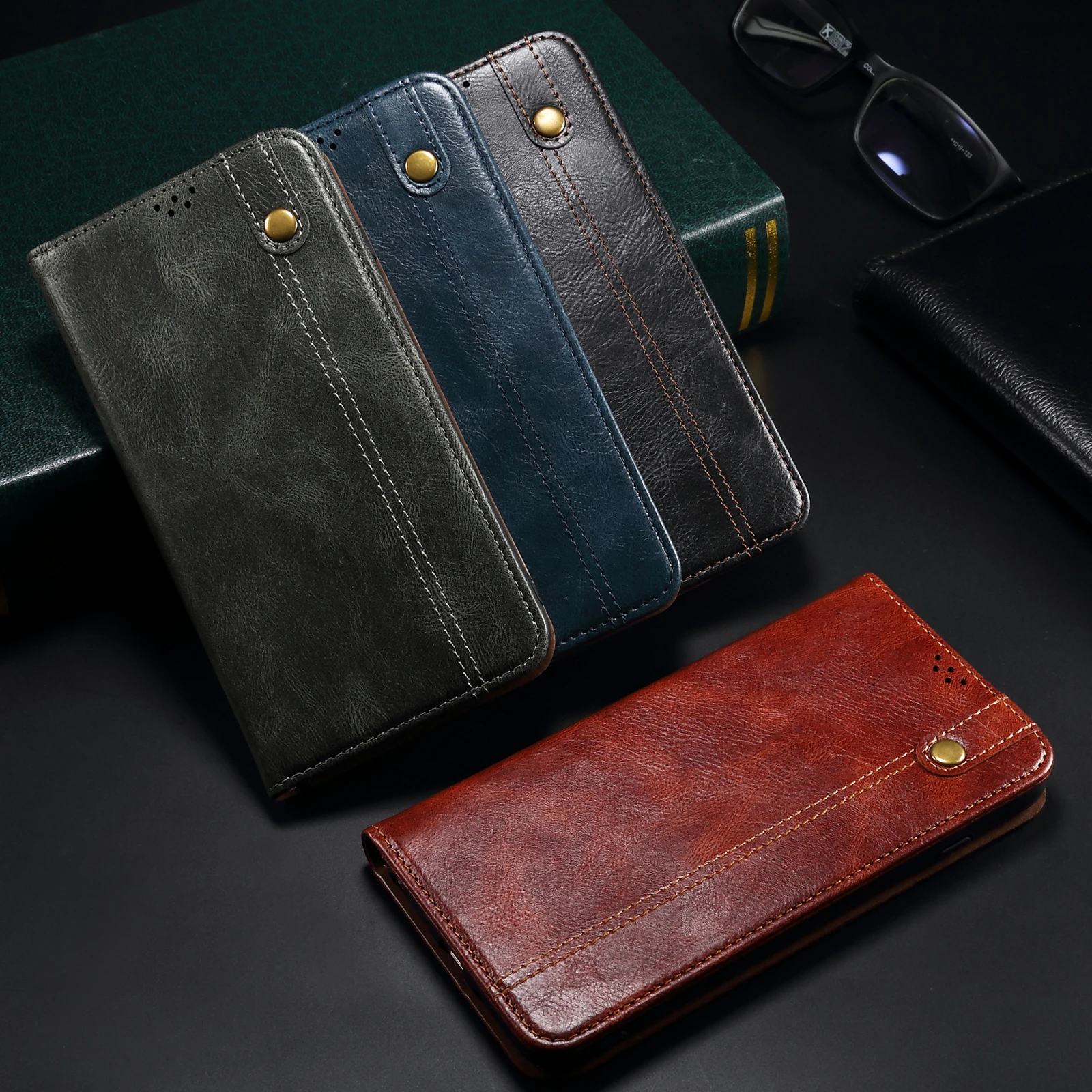 Leather Card Wallet Case Book Stand For Google Pixel 9 8 7 6 Pro 8A 7A 6A,Moto G85 G14 G24 G34 G54 G84 E14 Edge 50 40 Flip Cover