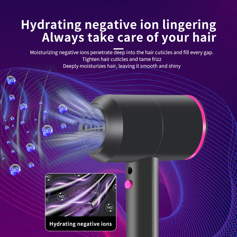 Professional negative ion hair dryer, quick drying, with concentrated air nozzle, suitable For Home Use Household