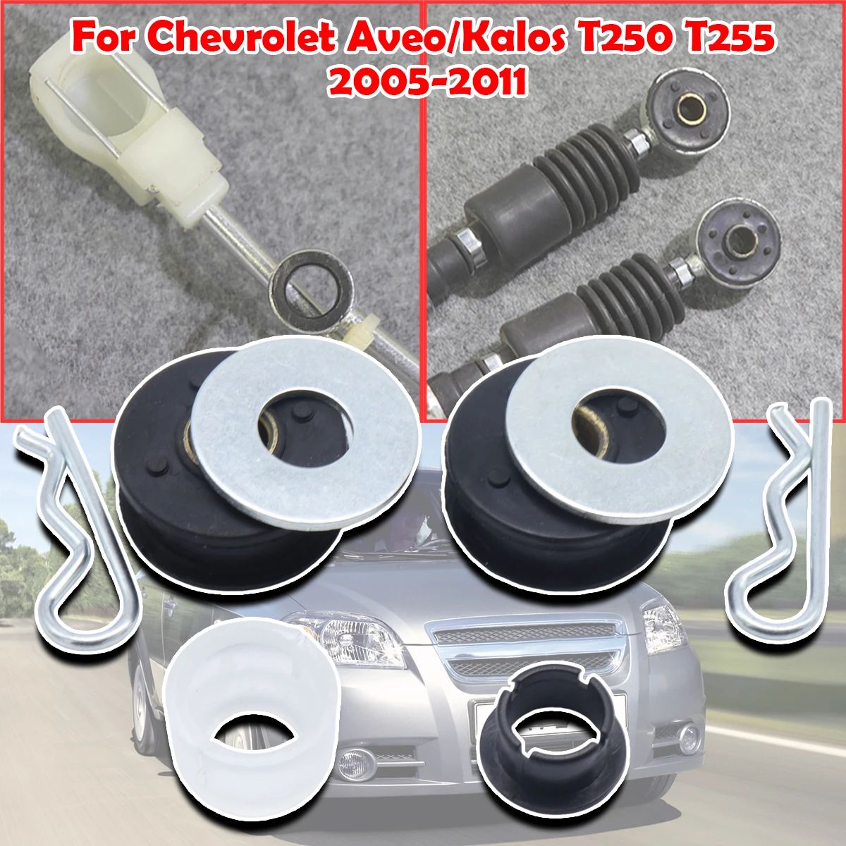 

For Chevrolet Aveo/Kalos T250 T255 2005 - 2011 Upgrade Gearbox Shift Cable Linkage Bushing Shifter Lever Selector Rod Bushing
