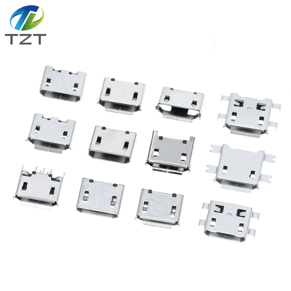 12PCS 60pcs=12 Models Micro USB Connector 5Pin usb Jack Socket Female For MP3/4/5 Huawei Lenovo ZTE And Other Mobile Tabletels