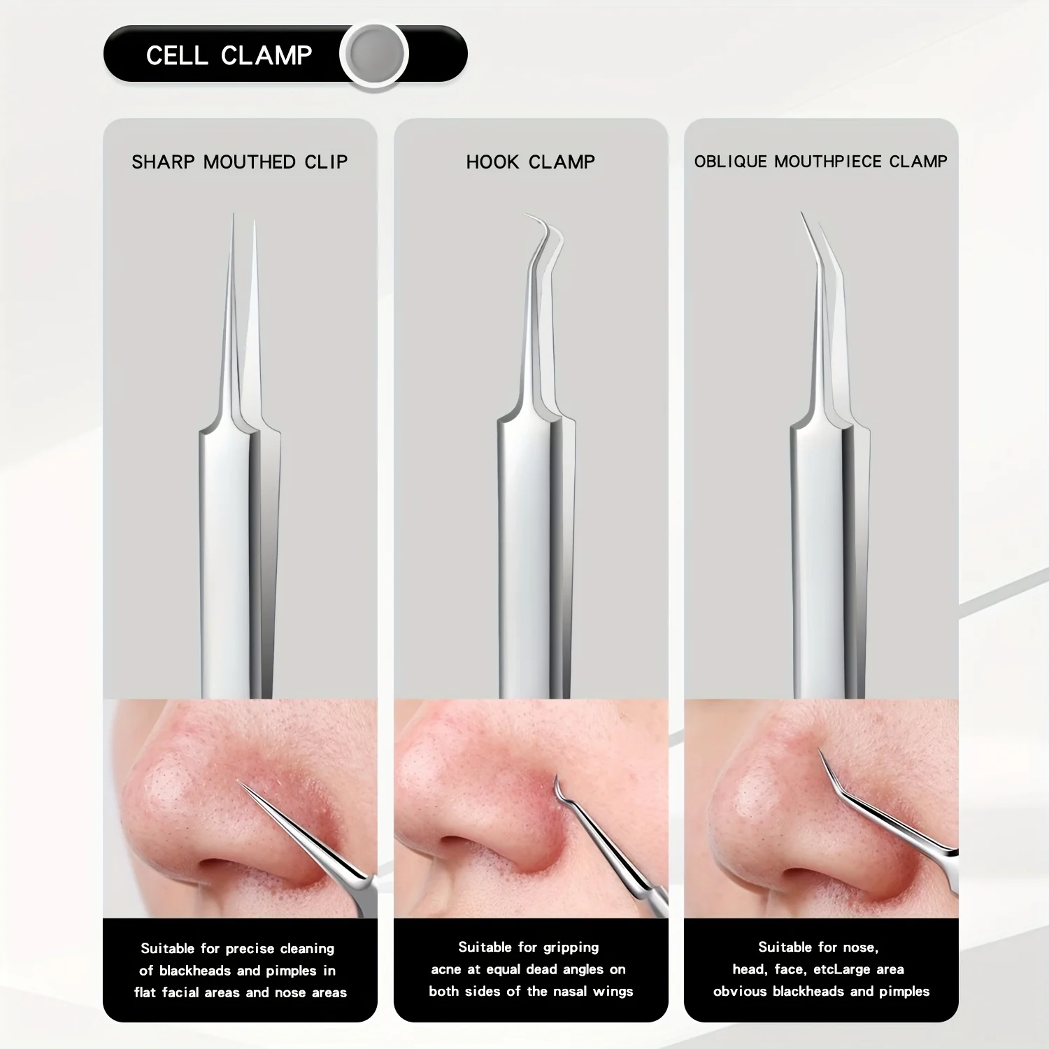 Kit de cravo de 11 peças – Ferramentas de extração e manchas de aço inoxidável – Conjunto profissional de popper de espinhas para todos os tipos de pele