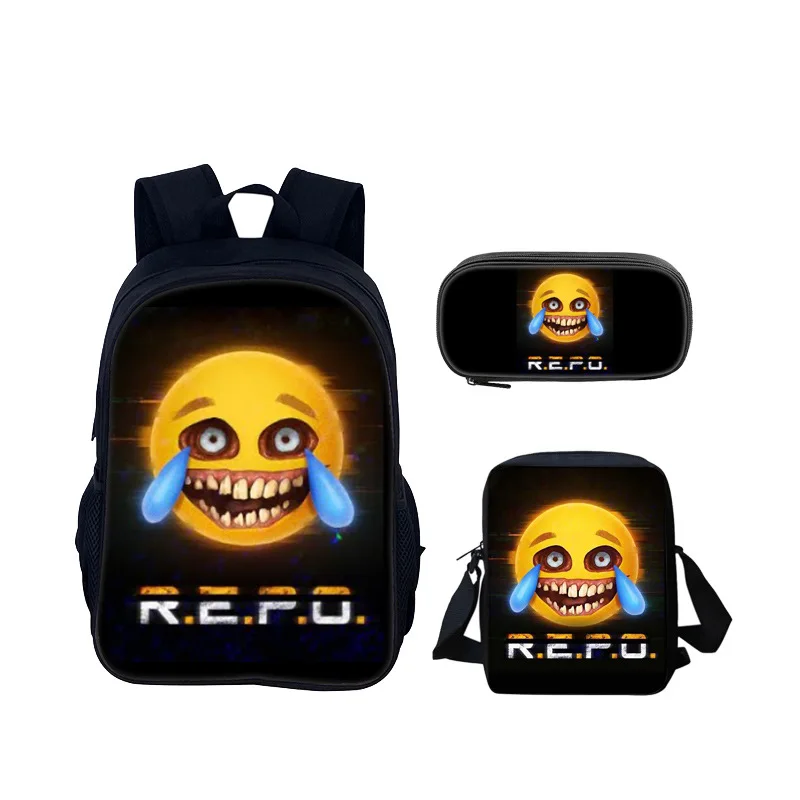Cartoon Purple R.E.P.O repo 3D Print 3pcs/Set pupil School Bags Laptop Daypack Backpack Inclined shoulder bag Pencil Case