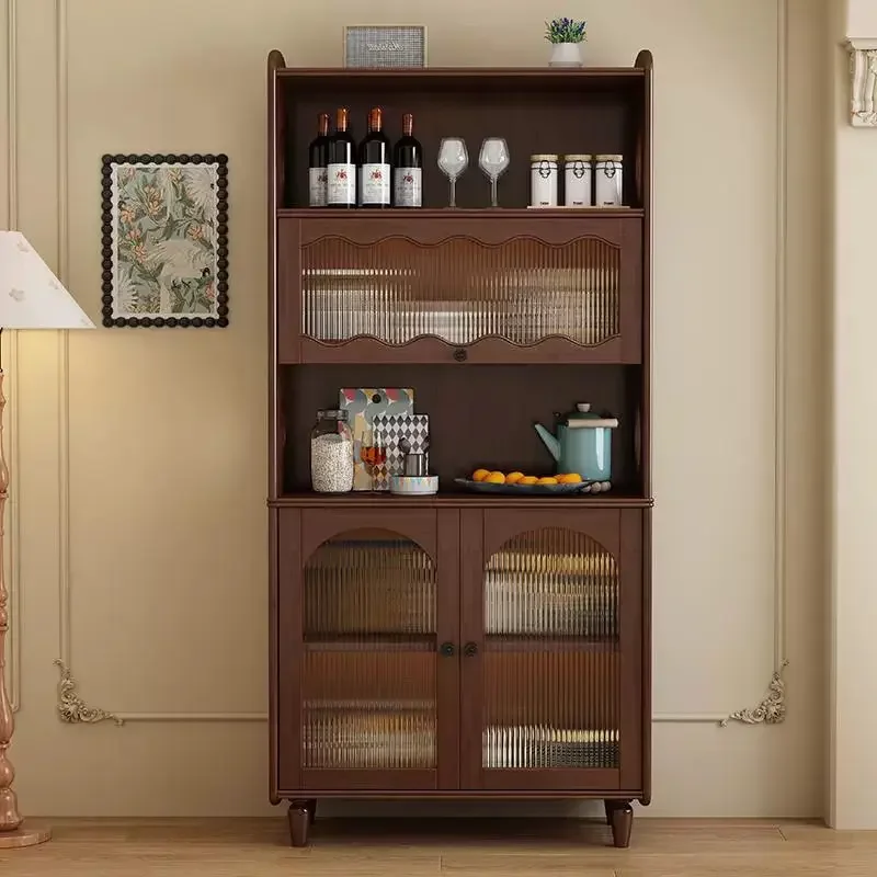 Modern simple integrated wall high kitchen locker,solid wood frame living room tea cabinet wine