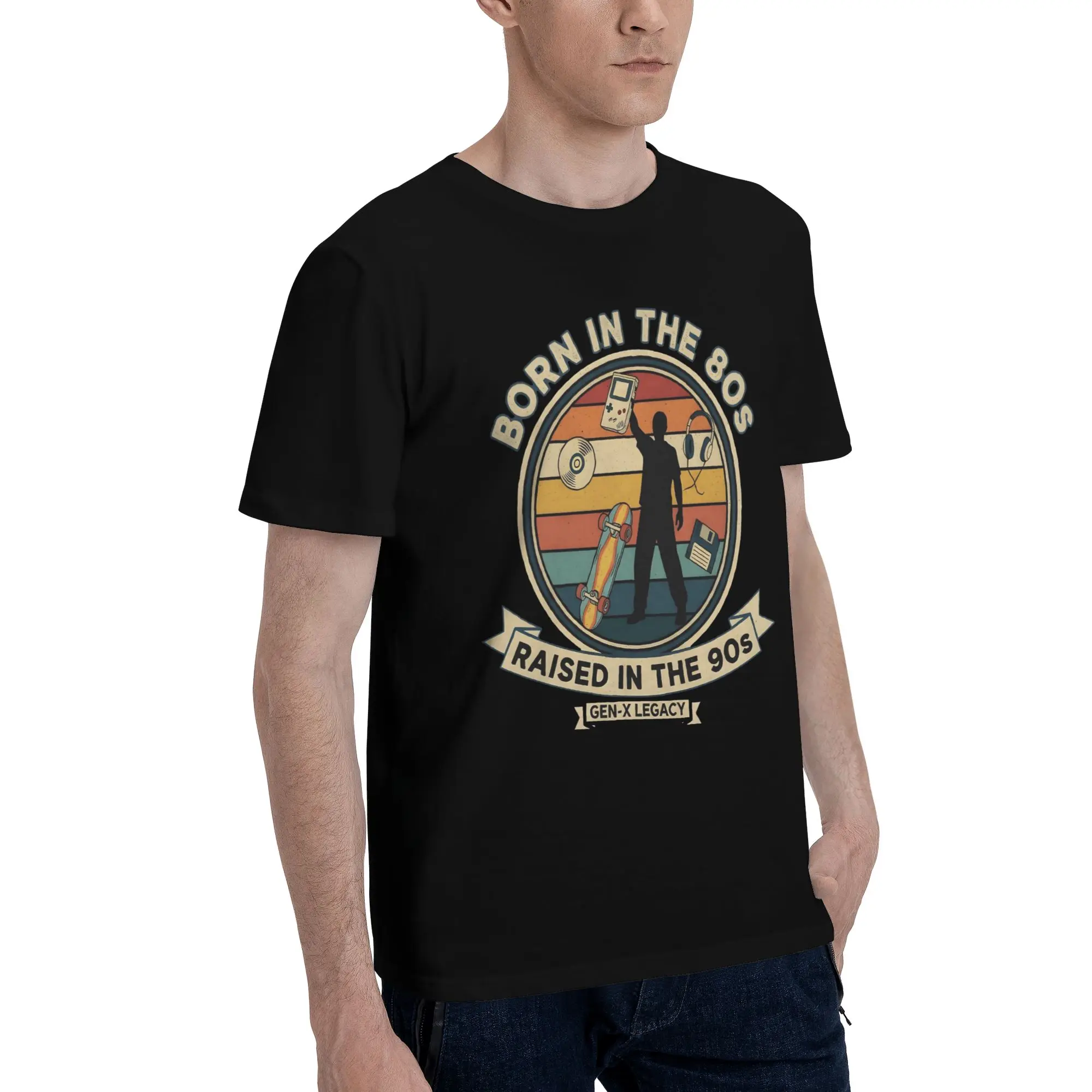 Born In The 80's Raised In The 90's Graphic Printed T Shirt for Men Women  Pure Cotton  Tee Shirt Clothing