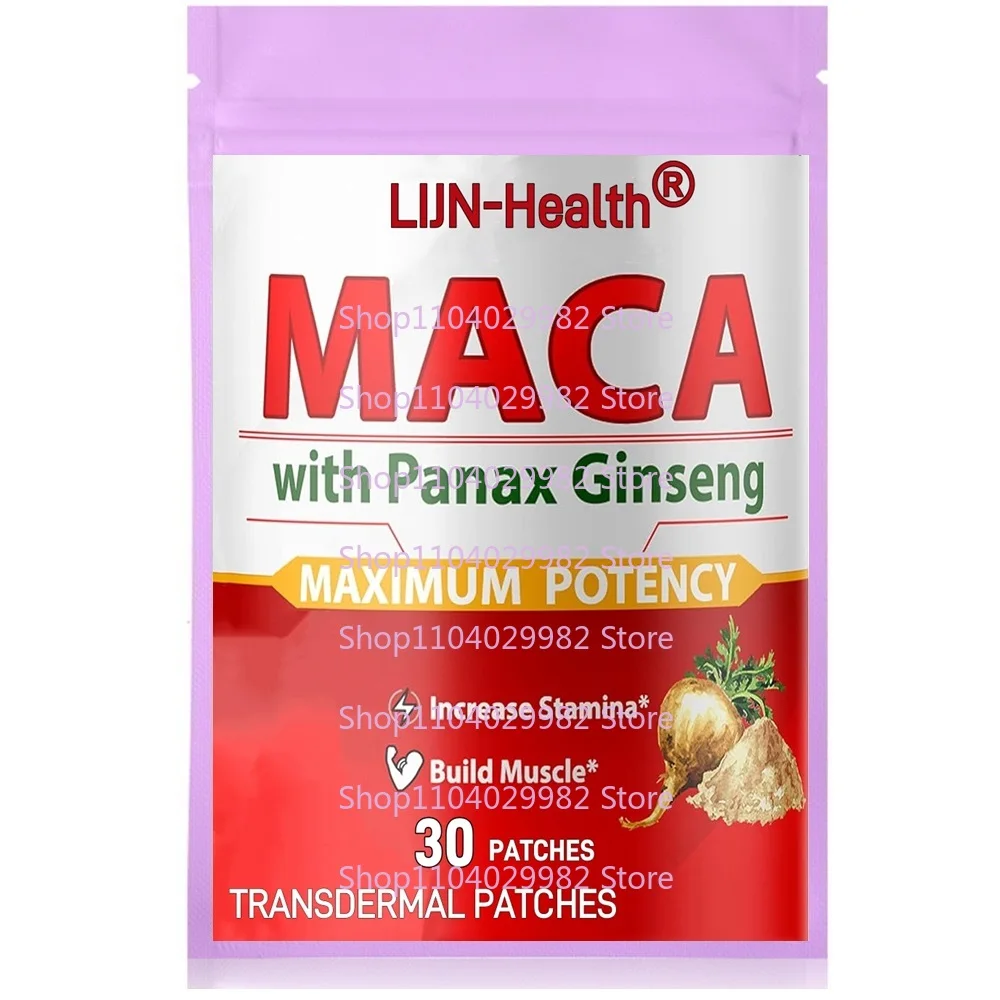 30 Patches Maca Root Transdermal Patches with Panax Ginseng Root for Men and Women Support Energy Performance Mood