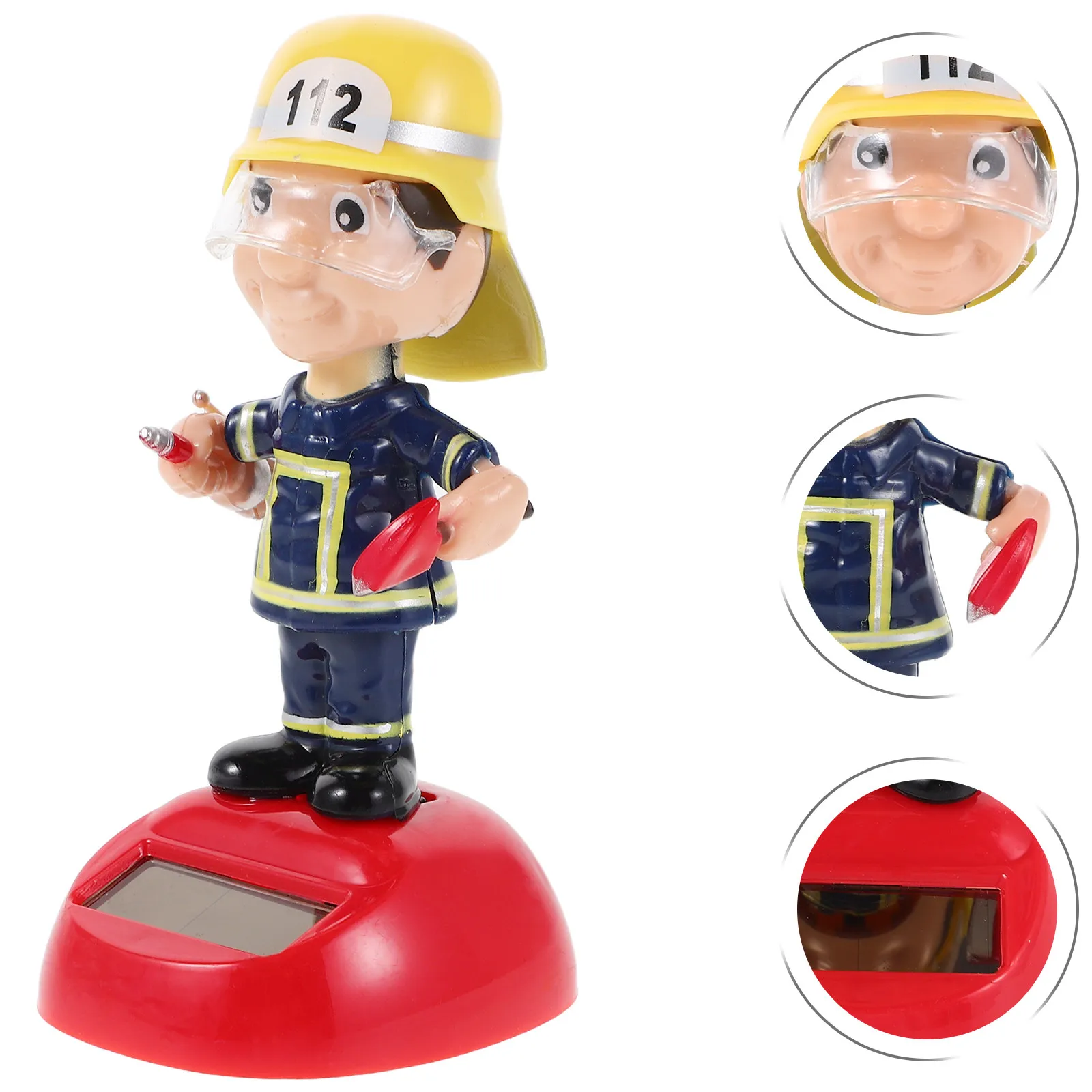 Solar Fireman Car Dashboard Ornament Dancing Movement Cartoon Style Automotive Interior Decoration for Vehicle Home Office Use