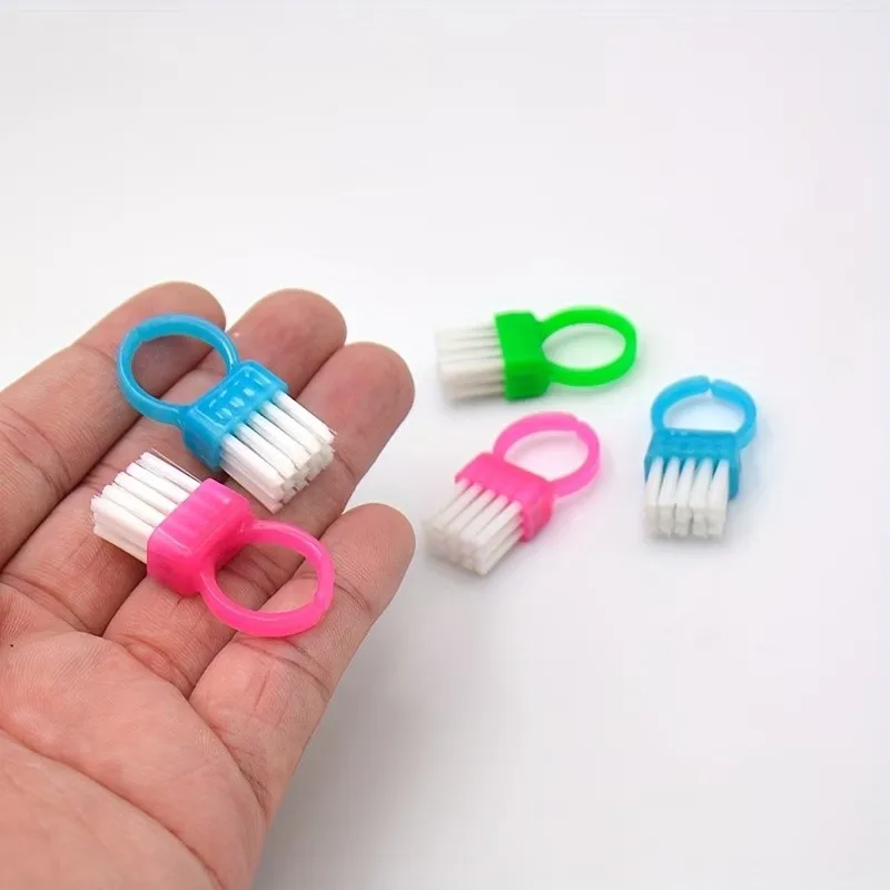 34 pcs Portable Nail Brush, Portable Finger Loop Design and Random Color Assortment, ideal for Jewelry Cleaning