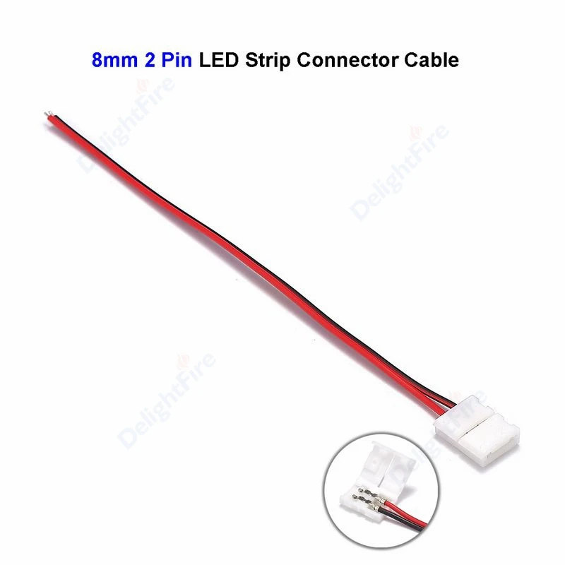 2pin 8mm LED Strip Connector With Cable 22AWG 15cm 2pin 10mm led tape connectors For 3528 2835 5050 SMD Single Color LED Strip