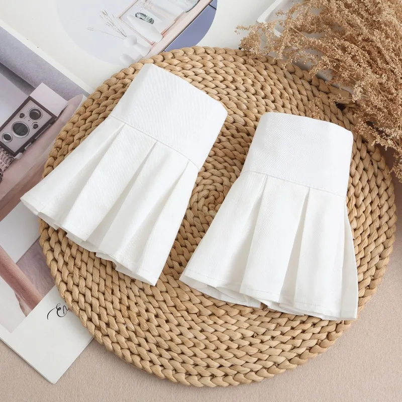 Korean Style White Decorative Hand Horn Fake Sleeves Cuff Elegant Solid Color Detachable Ruffle Flared Cuffs Winter Wrist Warmer