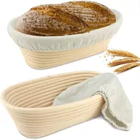 Oval European Bread Fermentation Basket Linen-lined Natural Rattan Structure for Professional Home Bakers Bread Making Tools