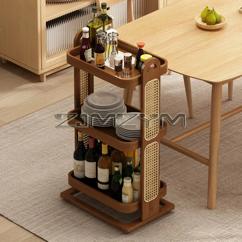 Sofa Side Table, Movable Coffee Table, Small Cart, Living Room Rolling Small Table, Bedside Side Cabinet With Wheel Storage Rack