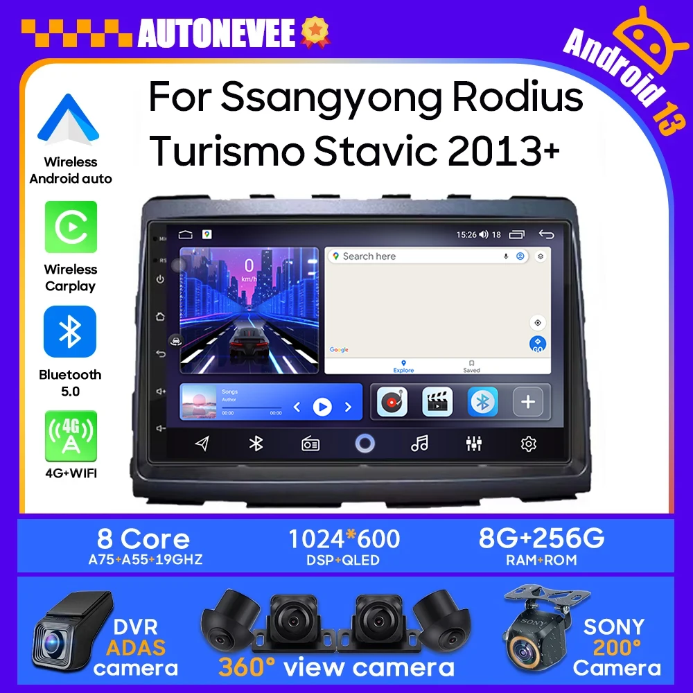 

Car Radio For Ssangyong Rodius Turismo Stavic 2013+ GPS Navigation Android Auto Carplay 4G Wifi NO 2din stereo Multimedia player