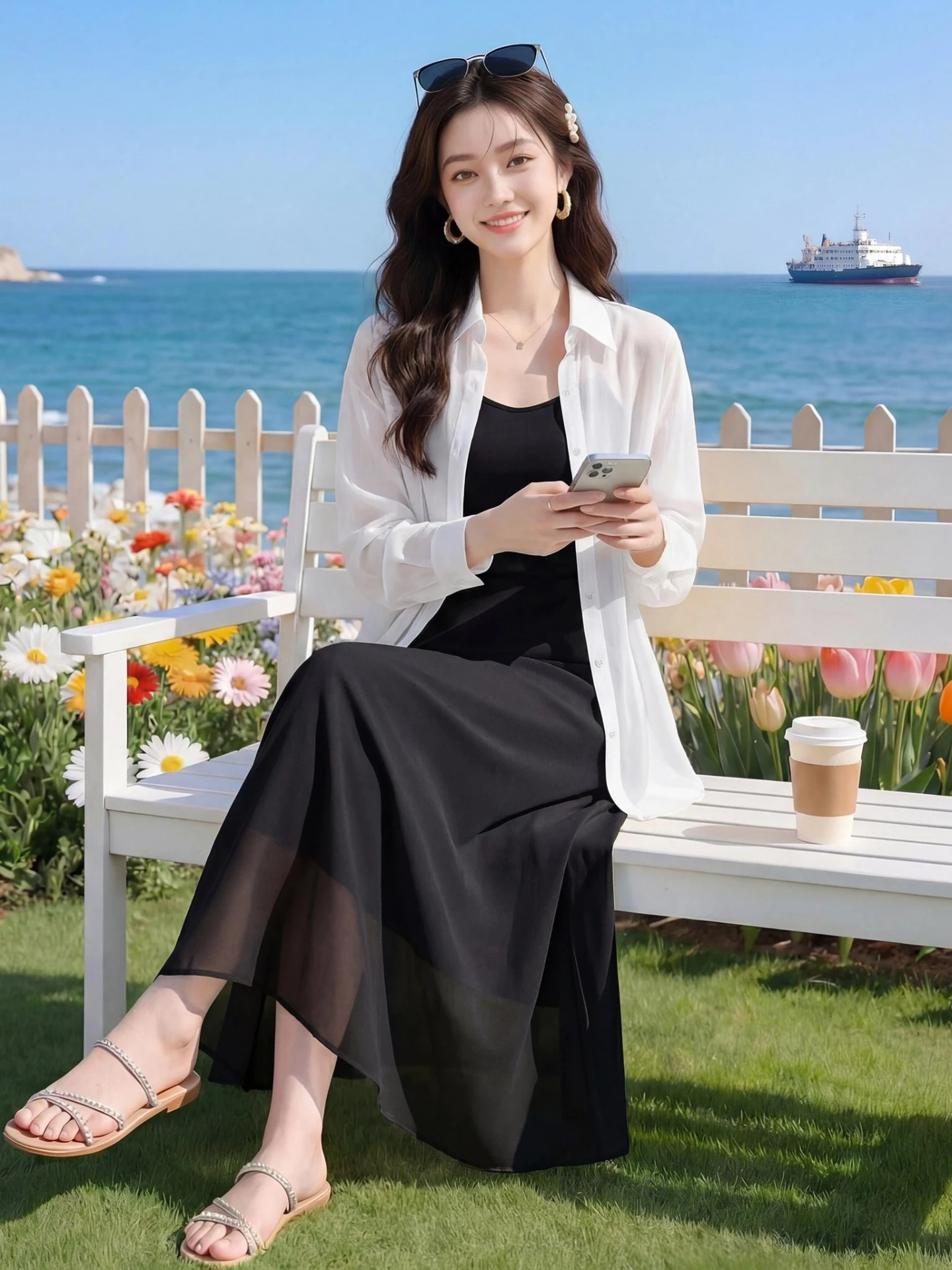 

Летний новый женский комплект из двух предметов: свободная рубашка с защитой от солнца и платье на бретельках, однотонный, простой, удобный для повседневной носки, силуэт H-образной формы